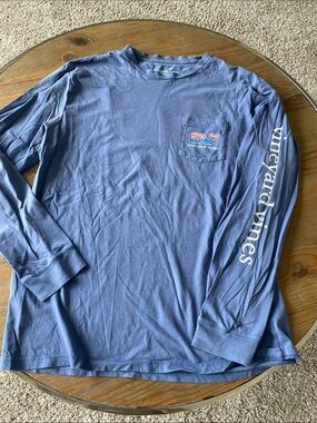 Vineyard Vines Men’s Long-Sleeve Pocket Tee in Dusty Blue